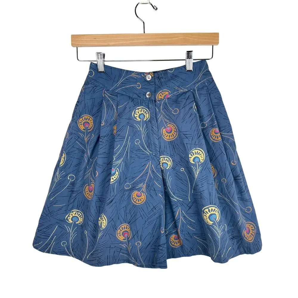 Vintage 80s Ann Taylor Blue High Waisted Pleated Shorts Size 6/XS